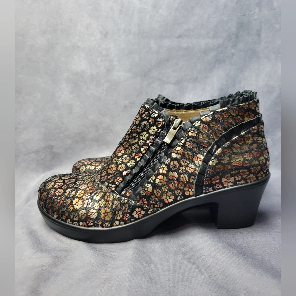 Alegria Hannah Autumn Poppy‎ Ankle Boots Metallic Ruffle EU Size 40 / US 10 - Picture 2 of 8